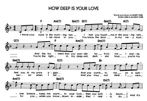 how deep is your love sheet music What does it say about your musical soul?